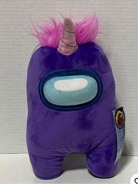 Purple Plush Unicorn Among Us Style Toy with Pink Mane